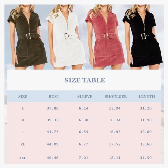 Corduroy, pink, mini short sleeve belted dress size medium - Picture 4 of 7